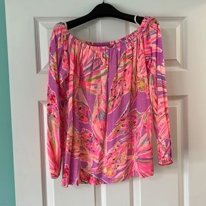 Lilly Pulitzer off the shoulder cotton printed top size small